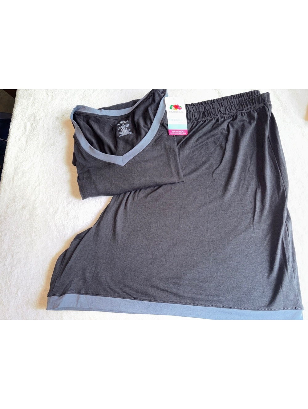 Fruit of the Loom Breathable Sleepwear Pajama Set Plus Size 4X black Grey NWT